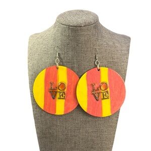 Custom Made Color Block Love Hoop Earrings
